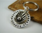Baseball Key Ring Holder, Father's Day Gift for Him, Birthday Gift For Him, Gift Idea for Dad, Men, Stamped, Silver Gold, Daddy