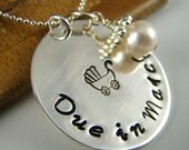 Due Date Necklace, Personalized Expecting Mom Gift, Mom to Be Gift, Stamped Jewelry