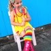 Rainbow stripes leg warmers or arm warmers w/attached white hair bows for added cuteness