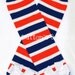 Chicago Bears orange blue and white striped leg warmers w/attached white hair bows for added cuteness