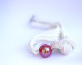 Cranberry Dessert, Ceramic with Linen Necklace