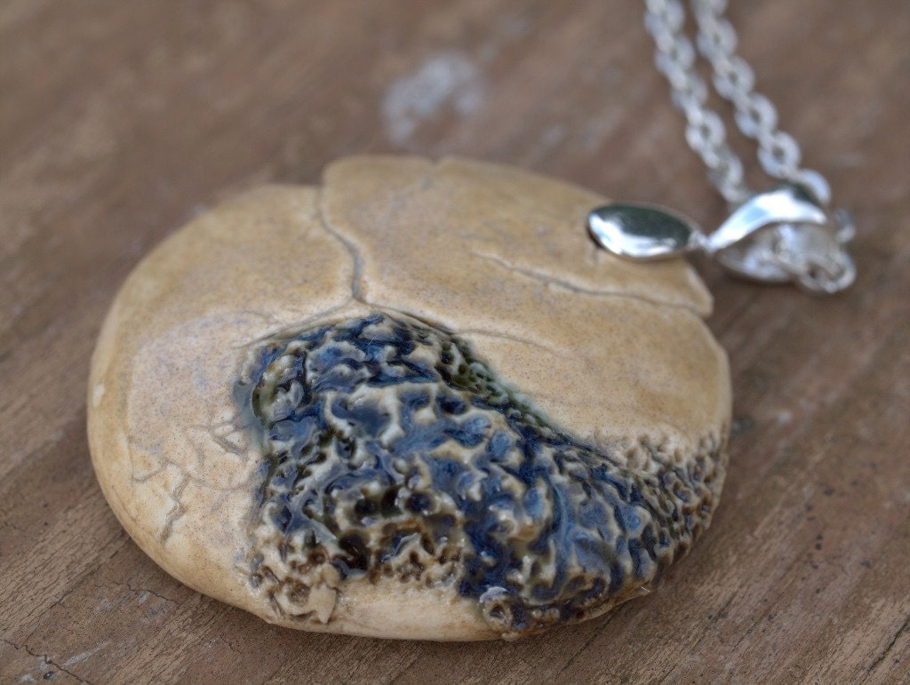 Blue and Tan Coral Fungi Pendant