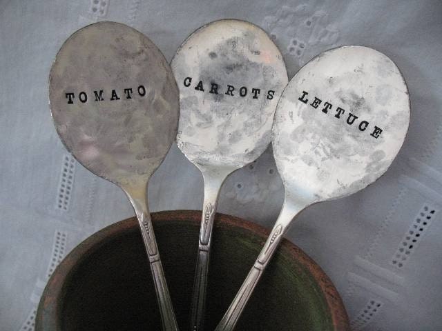 Vintage Silverware Garden Marker Set Veggies Plant Markers