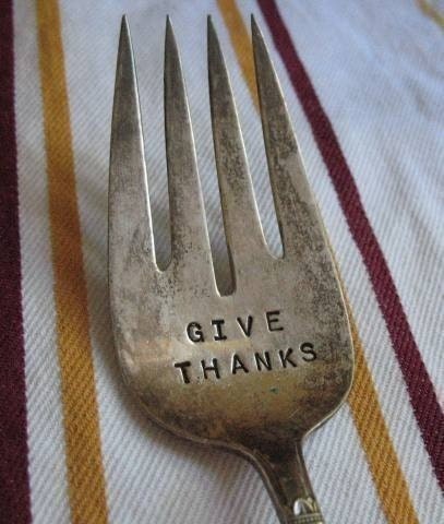 Vintage Silverware Large GIVE THANKS Serving Fork
