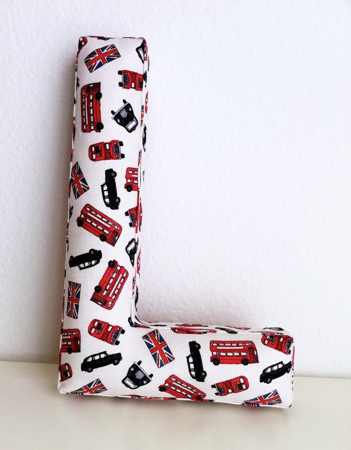 Fabric Letter L - London double deck and taxi pattern