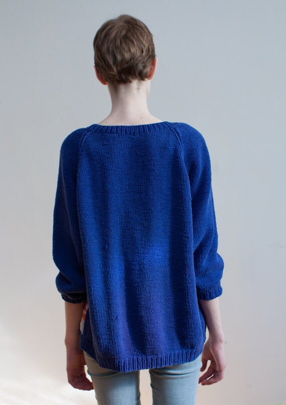 RESERVED -- vintage graphic pattern sweater / hand knit cotton / M-L