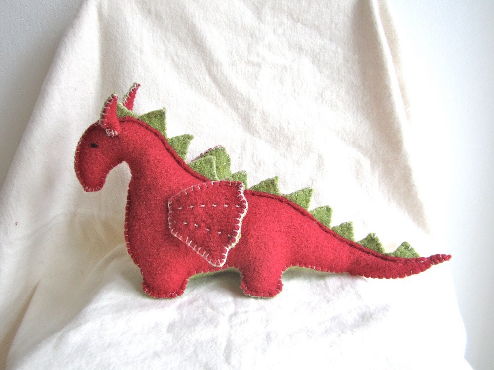 Reserved for Jessica - Dragon, organic, red dragon, green, waldorf, soft animal, toy, magical creature, fairy tale, fantasy