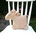 Zebra, organic, softie, cuddly, cosy, stripes, natural, eco friendly, beige, neutral, baby gift, shower gift, brown