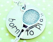 Tennis Necklace -  Hand Stamped Jewelry - Sterling Silver