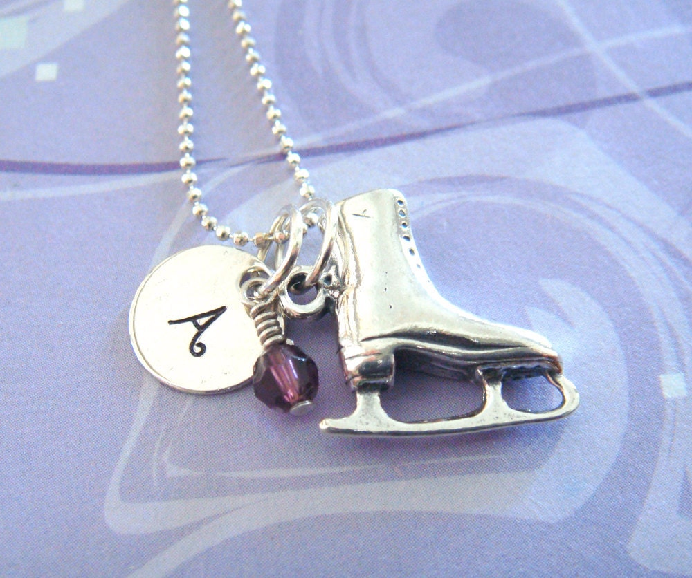 Figure Skater Necklace - Hand Stamped Jewelry - Personalized Necklace