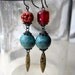 Beaded Earrings - Handmade Polymer Clay Beads - Mismatched Rustic Earrings - Painted Metal Charms - Glass and Bone Beads