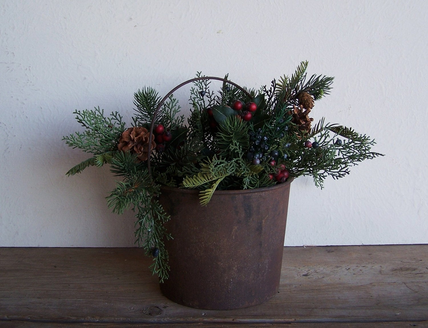 Rusty Metal Bucket with Handle
