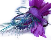 Purple-Straw-Bow-Peacock-Cocktail-Hat-Headpiece-Head-Trim-Weddings-Races-Party-Halloween - EllaGajewskaHATS