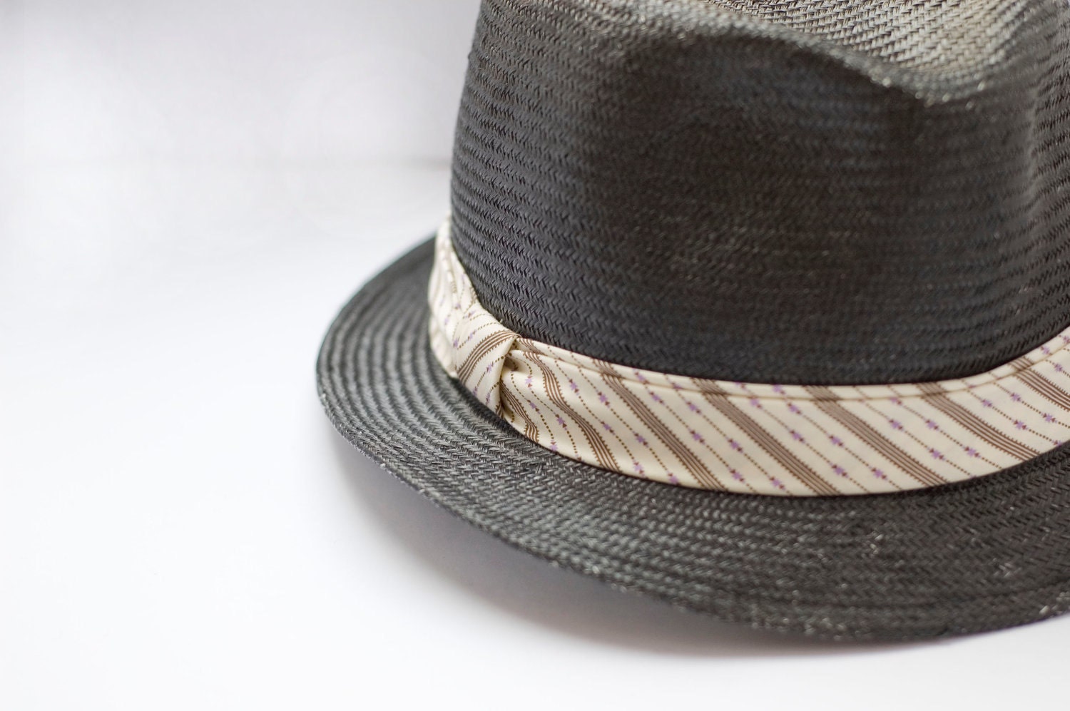 Unisex Straw Hat Black Trilby Rockabilly Hat Mens Women New Can Be Made in Any Size Fedora