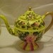 Lime Green Hand Painted Tea Pot Night Light with Floral Design