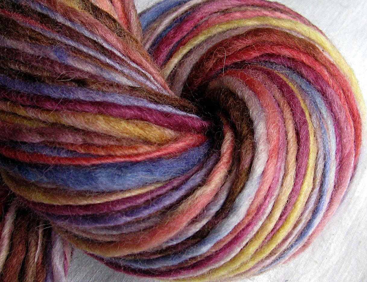 Handspun Yarn 'Minni' Thick and Thin Single Hand Dyed Blue Faced Leicester