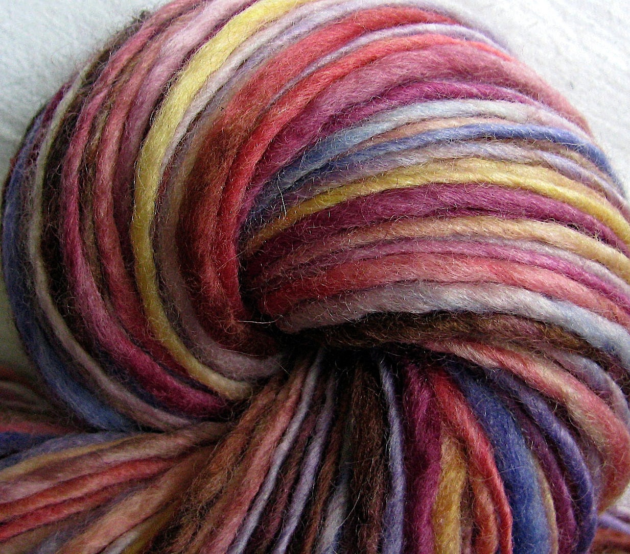 Handspun Yarn 'Minni' Thick and Thin Single Hand Dyed Blue Faced Leicester