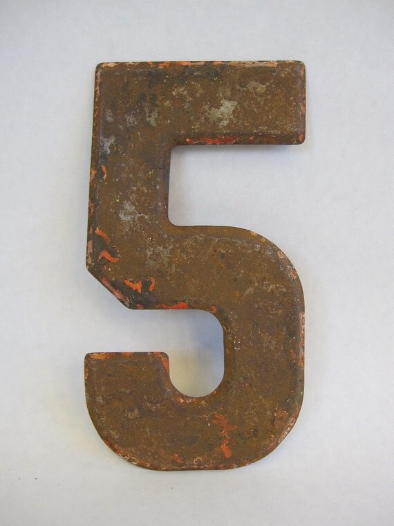 Vintage Metal Sign Number 5 by VantageStudios on Etsy