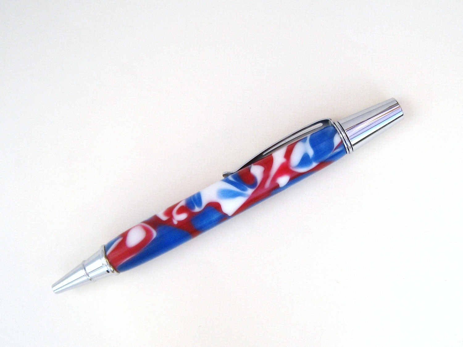 Handcrafted Ballpoint Pen Patriotic Red White Blue  Acrylic