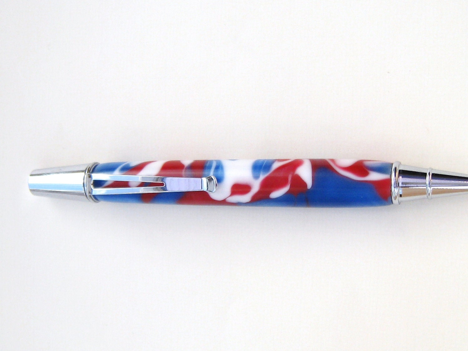 Handcrafted Ballpoint Pen Patriotic Red White Blue  Acrylic