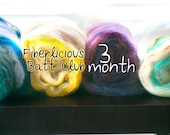 Fiberlicious Batt Club - 3 Month - spinning, felting, fiber art