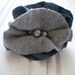 Blue Gray with Print and Gray Cloth Rosette Pin