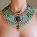 RESERVED LISTING - FIRST Payment - Egyptian Goddess - Gemstone Statement Collar Necklace Bead Embroidered, Egyptian Scarab Necklace