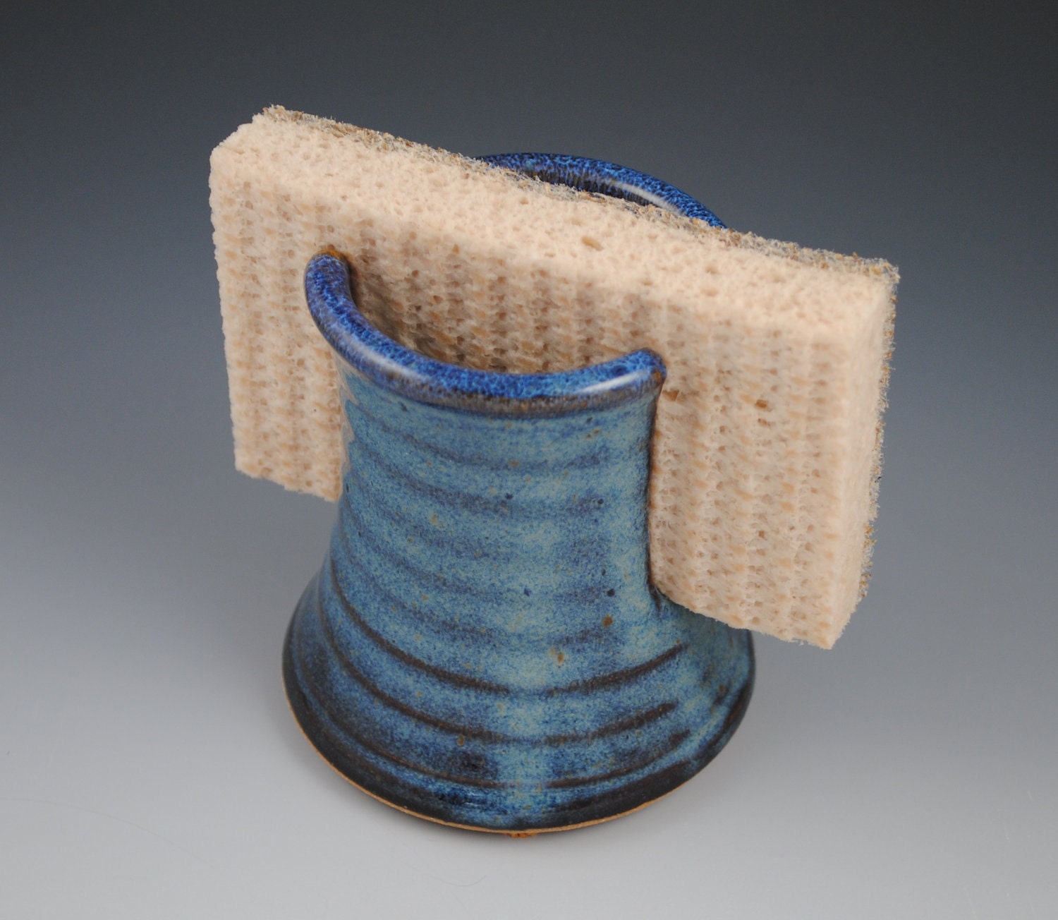 Sponge Holder - Handmade Stoneware in Denim Blue