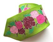 Boutineer Tie. Unique Weddings. Groomsmen gifts.  Hand Painted Silk. MADE TO ORDER