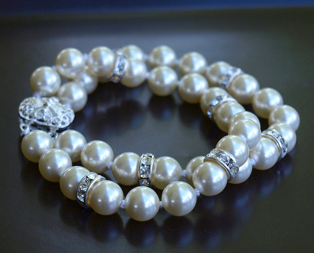 Swarovski Crystal and Rhinestone Rondelle Two Strand Bracelet