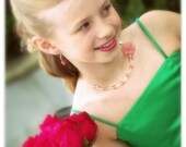 Bridesmaid and Flower Girl-Swarovski Crystal Fuschia Flower Necklace