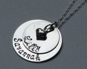 Double Stack sterling silver hand stamped necklace
