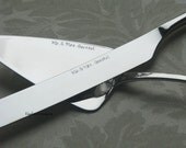 Wedding cake knife and server set, hand stamped and personalized for the bride and groom