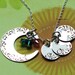 I love you to the moon and back necklace with THREE name charms and birth stones - sterling silver hand stamped