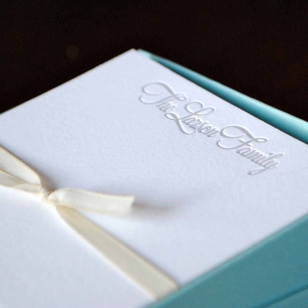 Script Zebra Letterpress Stationery Set of 25