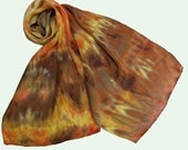 Hand-Dyed Silk Scarf Shibori Technique in Earth Tones