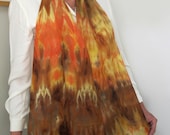 Shibori Hand-Dyed 100% Silk Scarf in Earth Tones - VivienPollackDesign