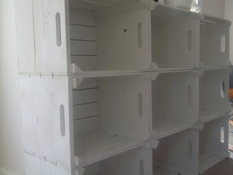 Custom Listing for Kristen. Crate bookshelf units in white finish.