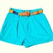 Aqua belted high waist pleated shorts 1990s VTG