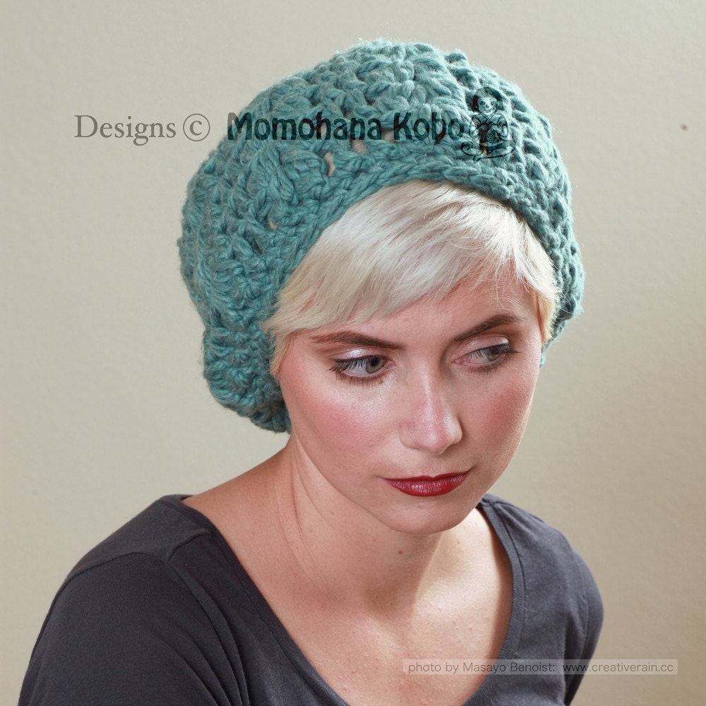 Womens Winter Beret in Bayou Blue - Wool and Organic Cotton Blend Hat / Made To Order