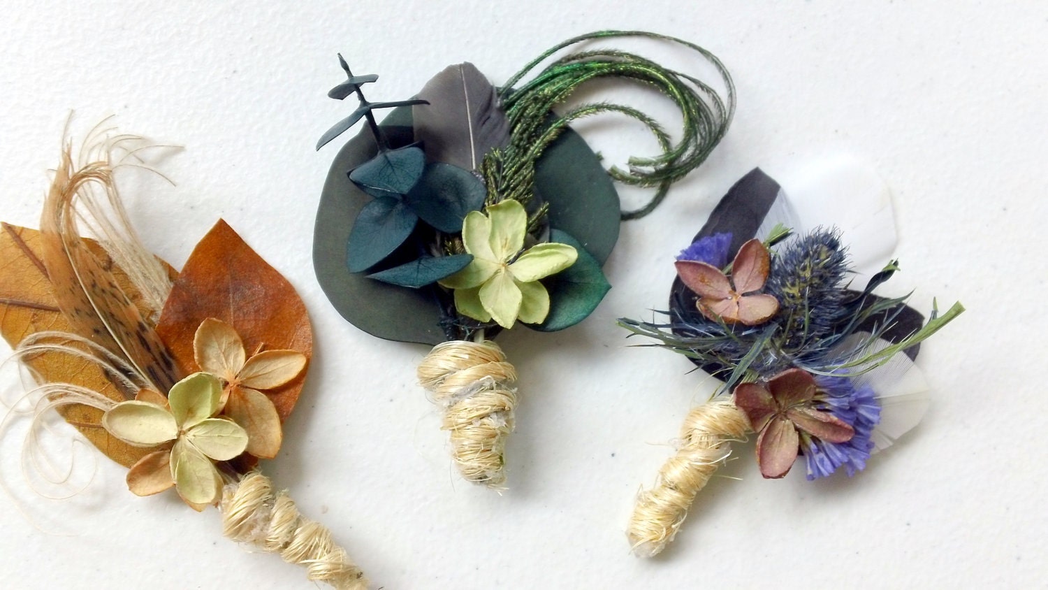 Natural Boutonniere You Pick Style and Color - Rustic, Woodland, Ecofriendy