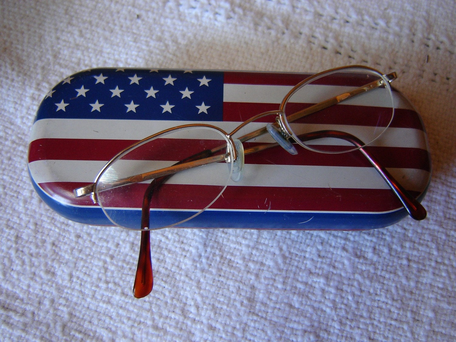 Red, White and Blue Fossil Glasses Case