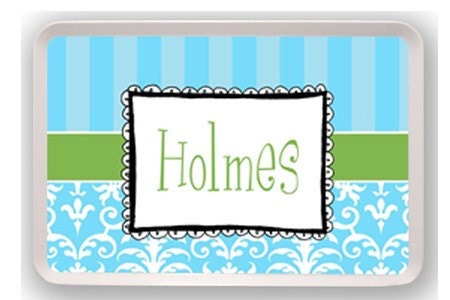 Personalized Melamine Tray-Blue and Green