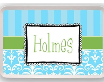 Personalized Melamine Tray-Blue and Green