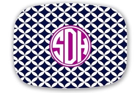 Personalized Melamine Platter- Navy and Pink