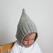 Simple Ribbed Pixie Bonnet - Heather Gray - Modern Baby Hat, Toddler Hat, Handknit