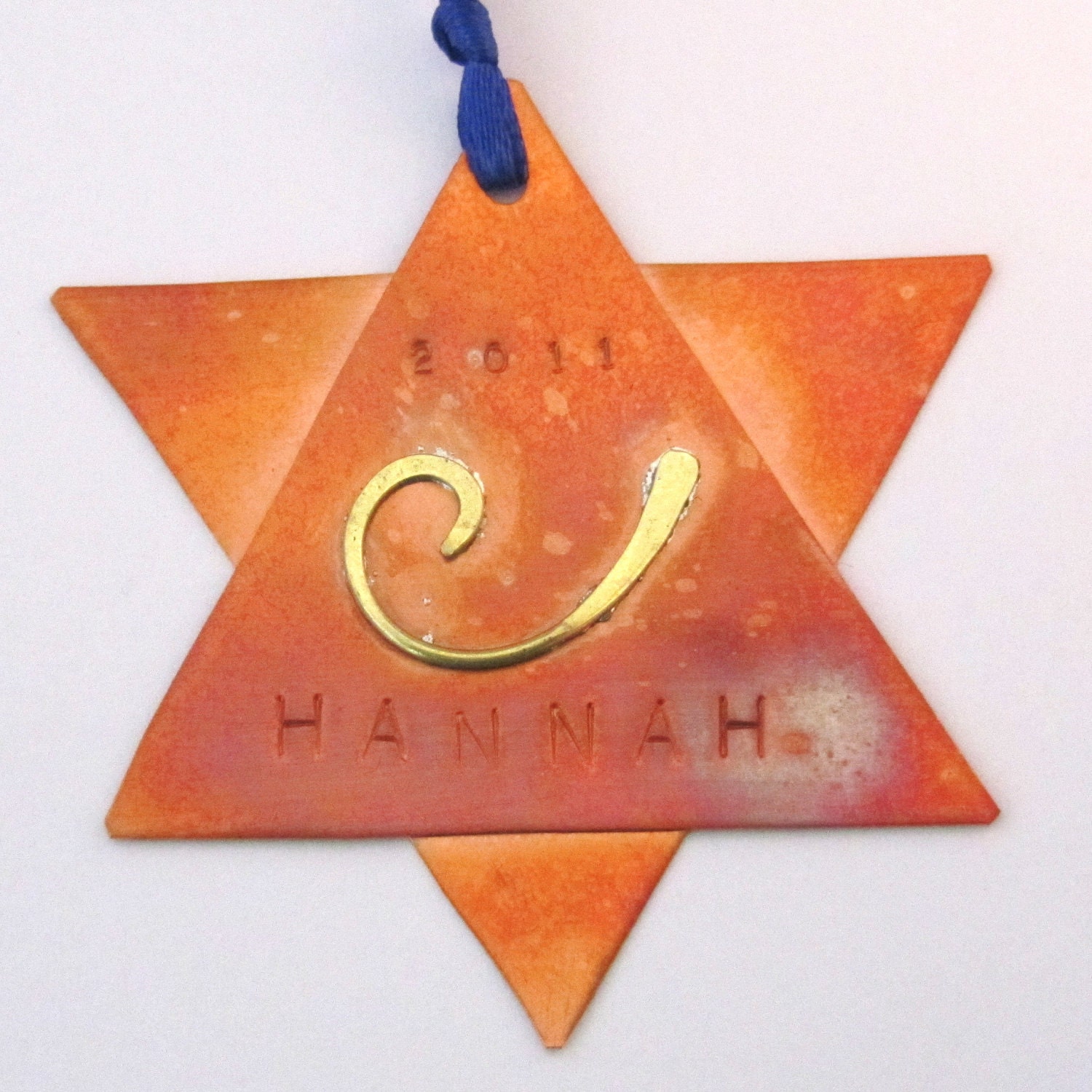 Personalized Star of David Copper Ornament Judaica Hanukkah