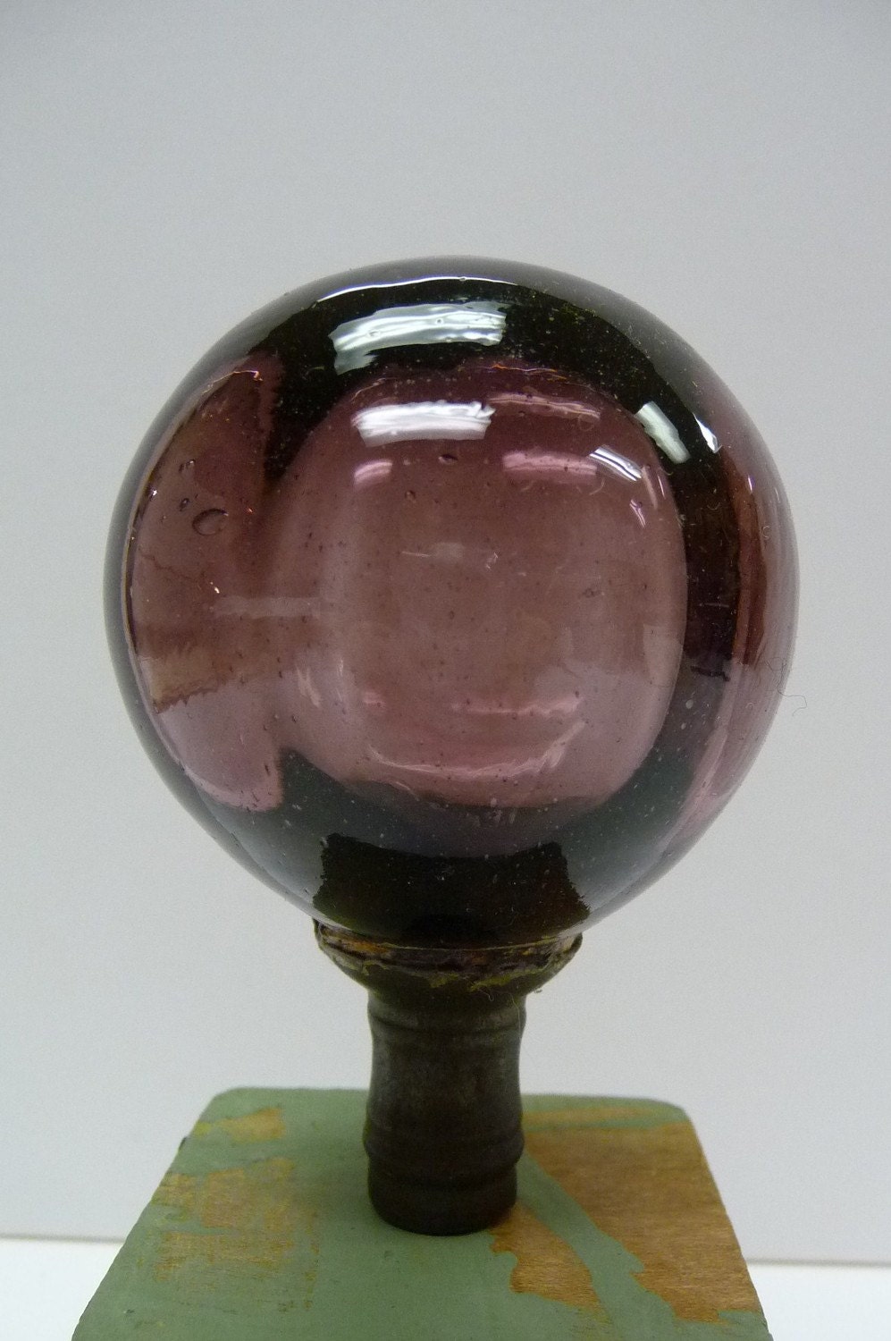 Large Vintage glass ball lamp finial Amethyst by SalvageRelics