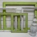 5 Frames and a Finial Upcycled Lime green and White Big wall grouping 16 1/2 x 20 1/2 on down