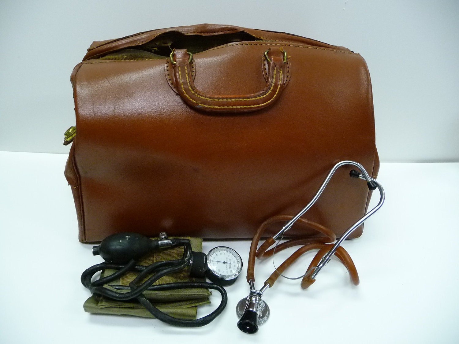 Vintage antique Leather Medical Doctor Bag by SalvageRelics